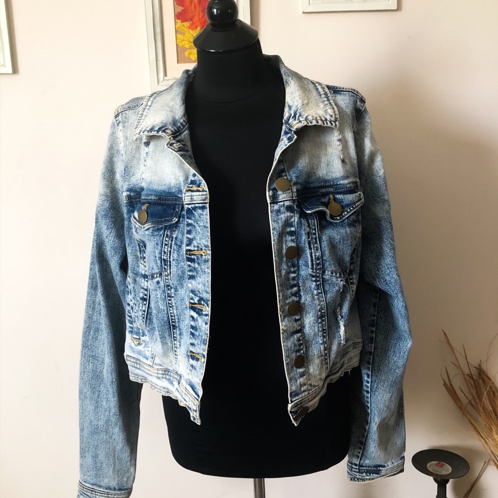Plus Size Denim Jacket Crop Fashion To Figure